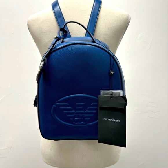 Emporio Armani Blue Leather Backpack main image 4